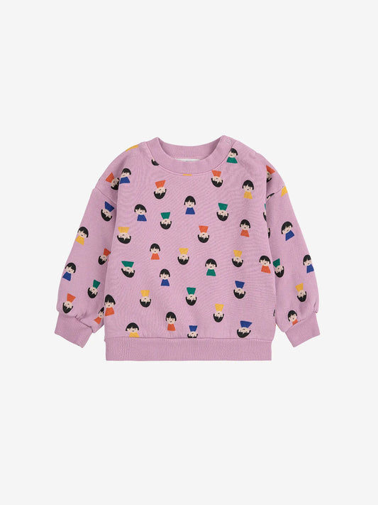 Game Pawns All Over Sweatshirt Colourful Faces Printed