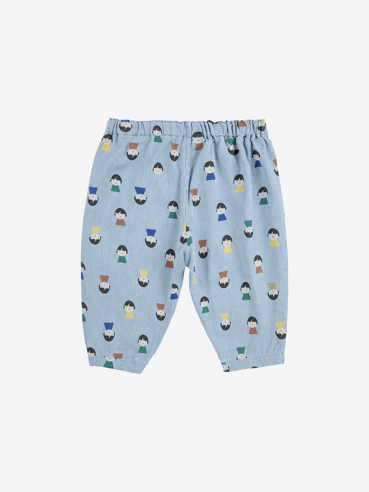 Game Pawns all over light denim Poplin Trousers with Faces Print Light Blue