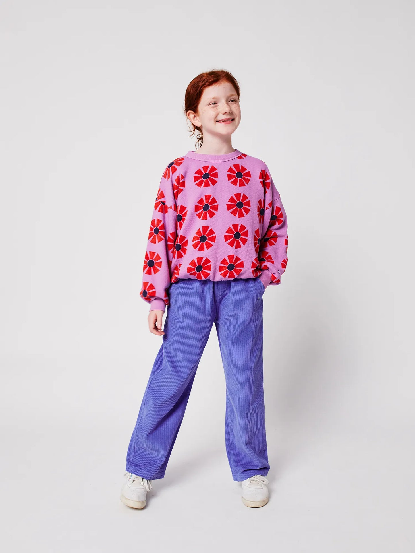 Kaleidoscope All Over Long Sleeves Round Neck Sweatshirt Purple