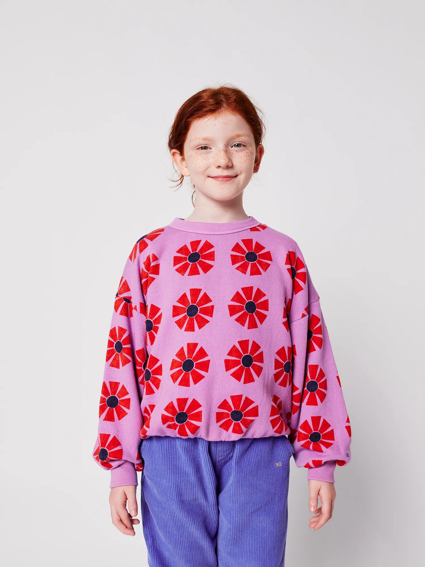 Kaleidoscope All Over Long Sleeves Round Neck Sweatshirt Purple