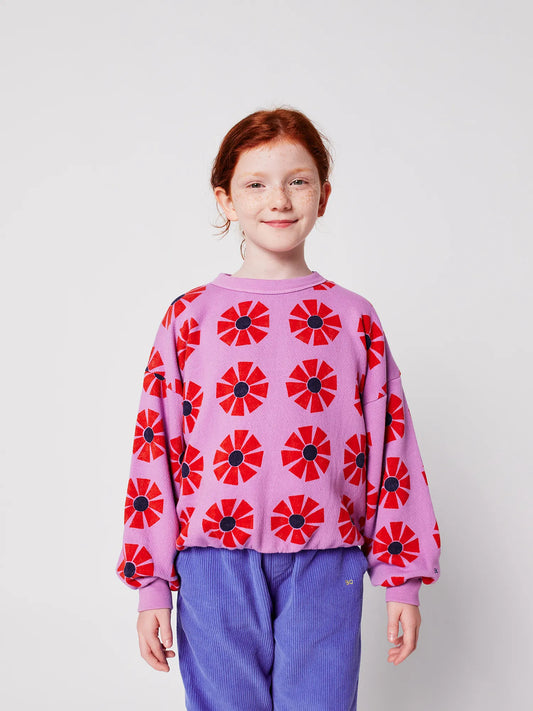 Kaleidoscope All Over Long Sleeves Round Neck Sweatshirt Purple