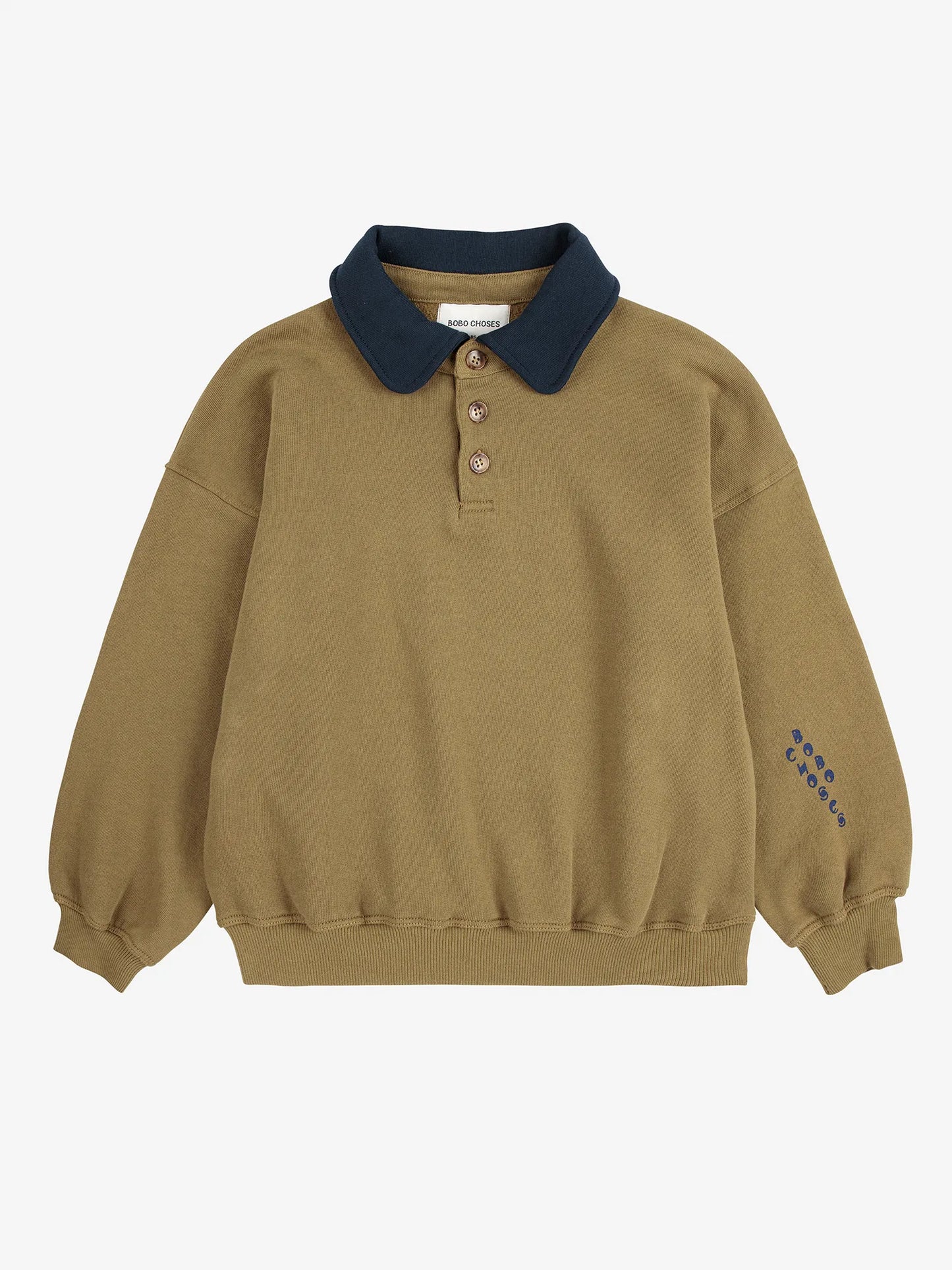 Bobo Choses Polo Organic Cotton Sweatshirt Khaki