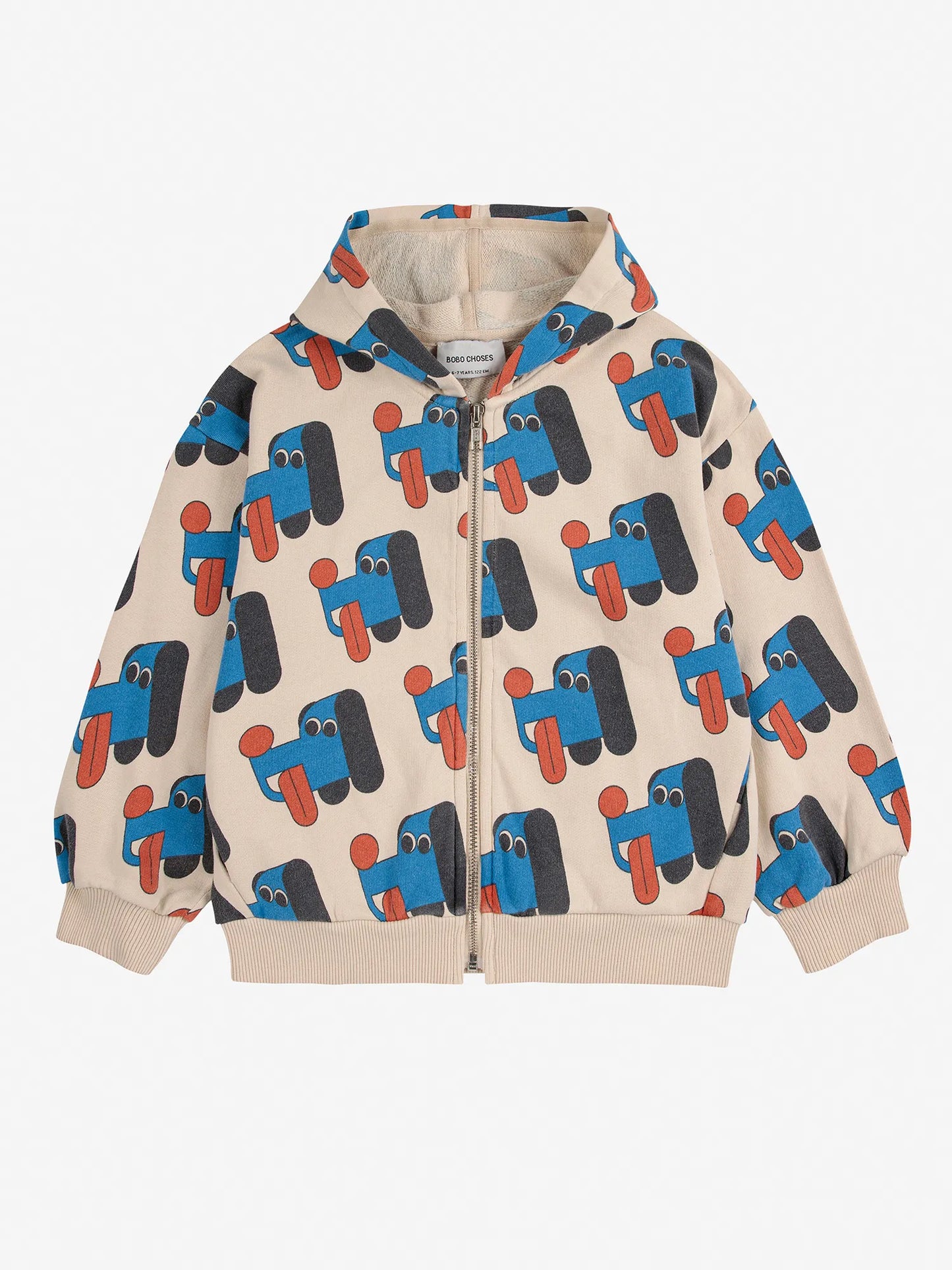 Doggy Mate All Over Organic Cotton Zipped Hoodie Off White