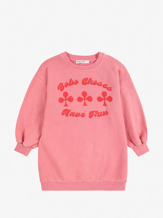 Have Fun Sweatshirt Organic Cotton Pullover Dress Pink