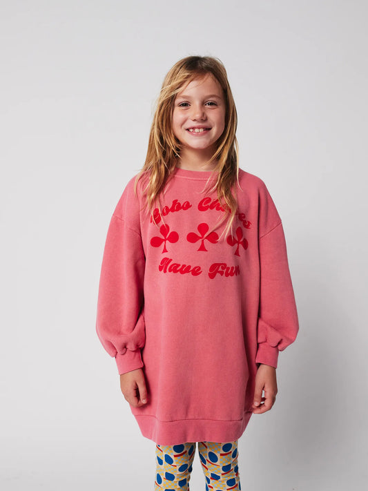 Have Fun Sweatshirt Organic Cotton Pullover Dress Pink