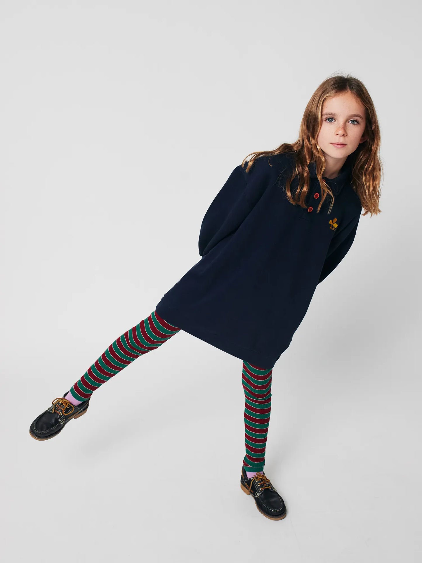Clover Polo Long Sleeves Sweatshirt Organic Cotton Dress Midnight Blue
