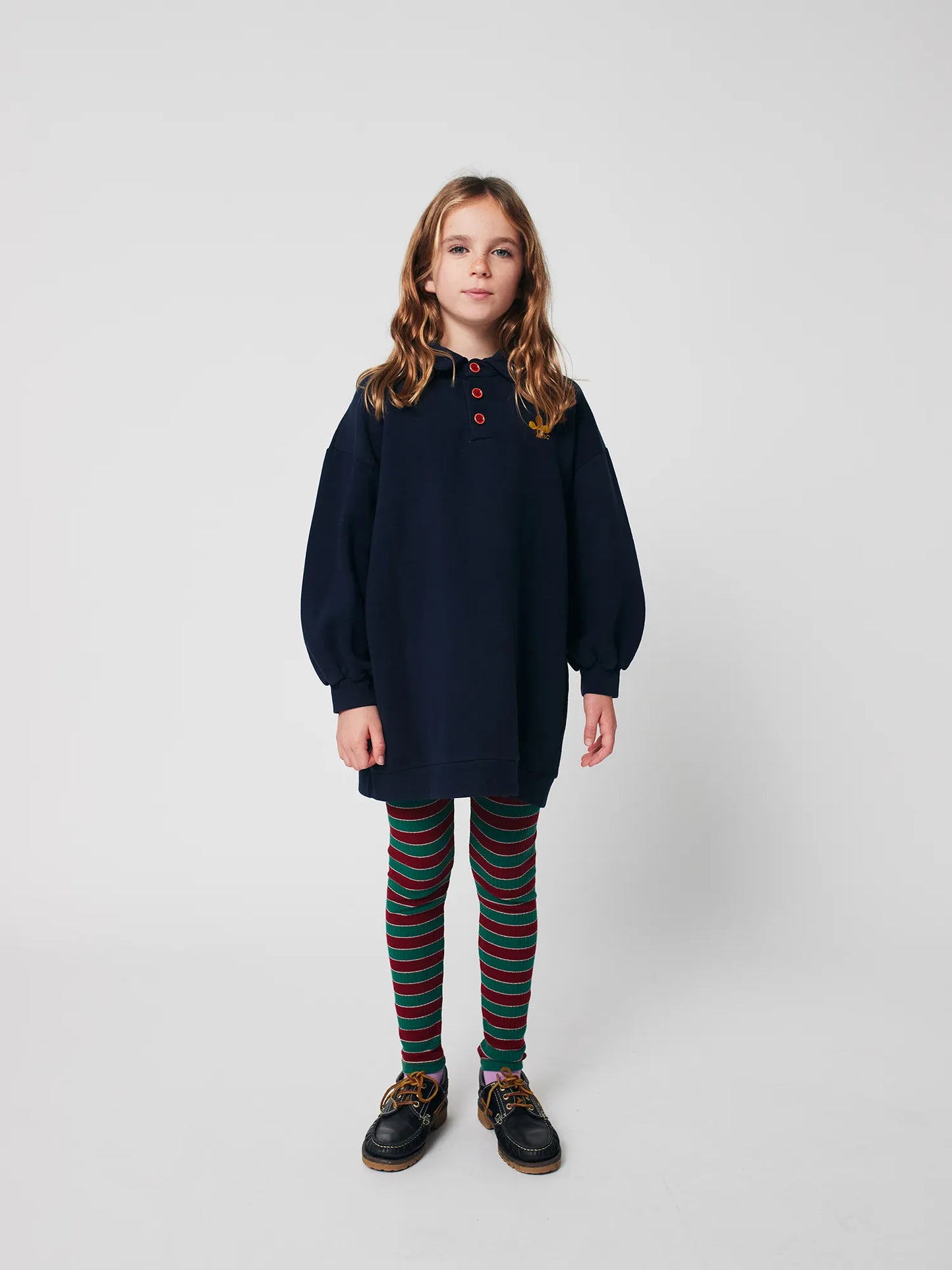 Clover Polo Long Sleeves Sweatshirt Organic Cotton Dress Midnight Blue