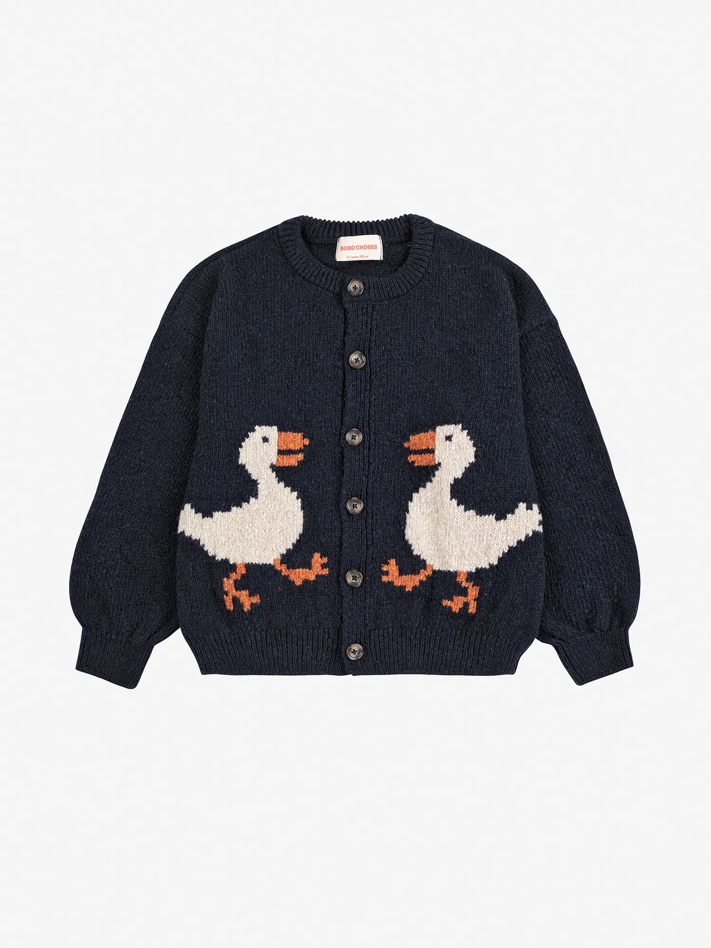 La Oca Jacquard Wool Cardigan Navy