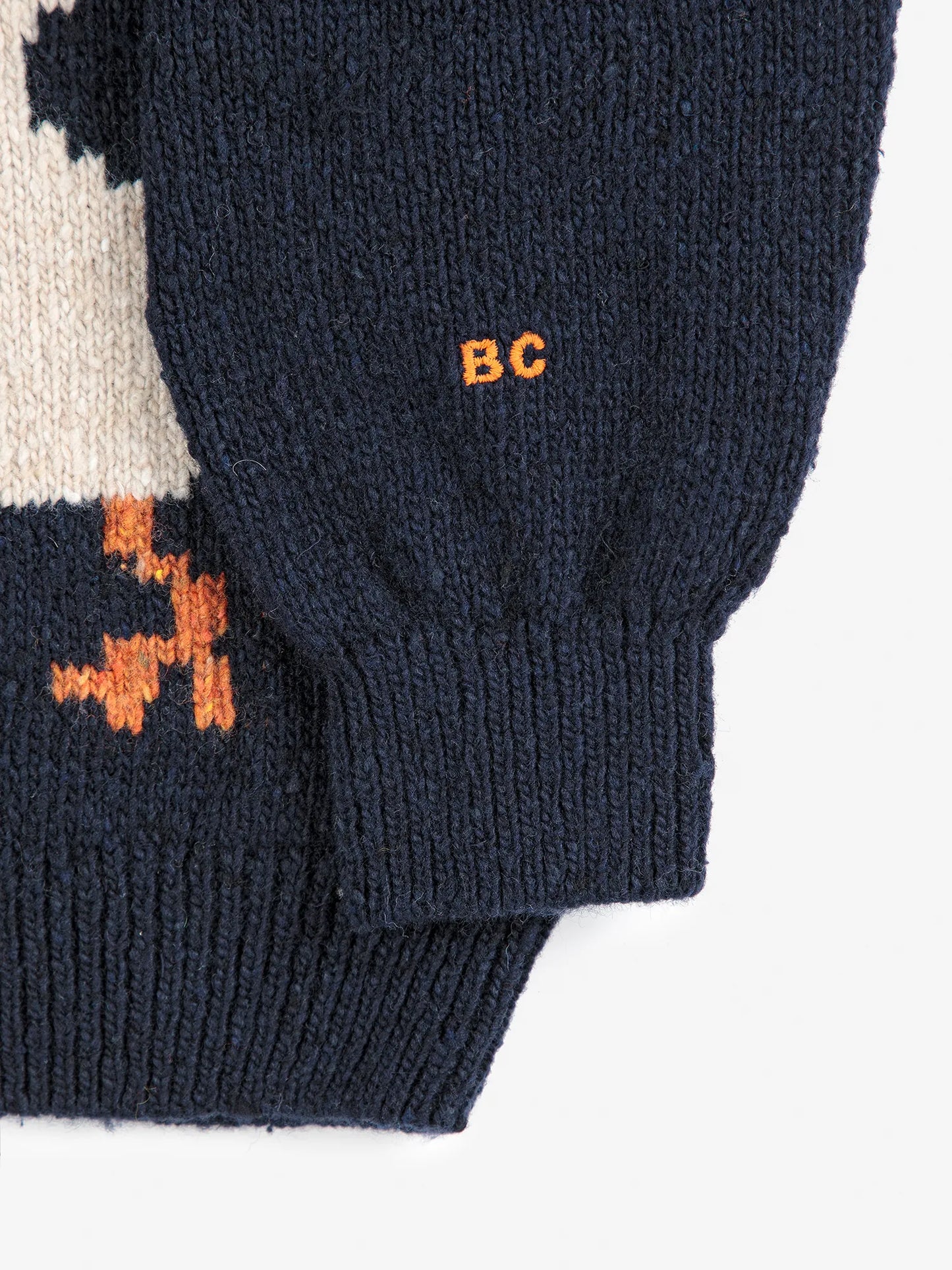 La Oca Jacquard Wool Cardigan Navy