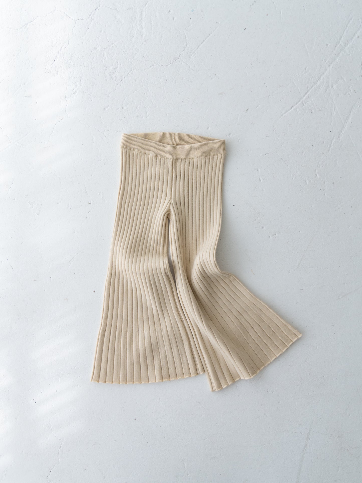 Knit Ribbed Flare Cotton Pants Natural