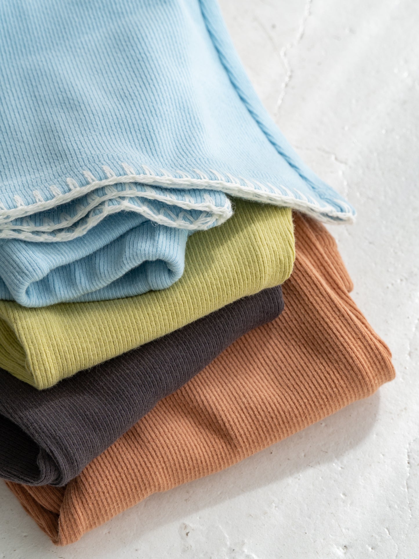 Stitch Flare Cotton Pants Blue