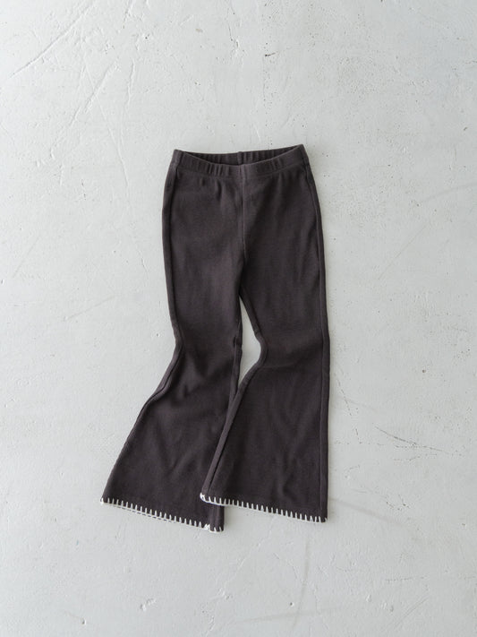 Stitch Flare Cotton Pants Charcoal