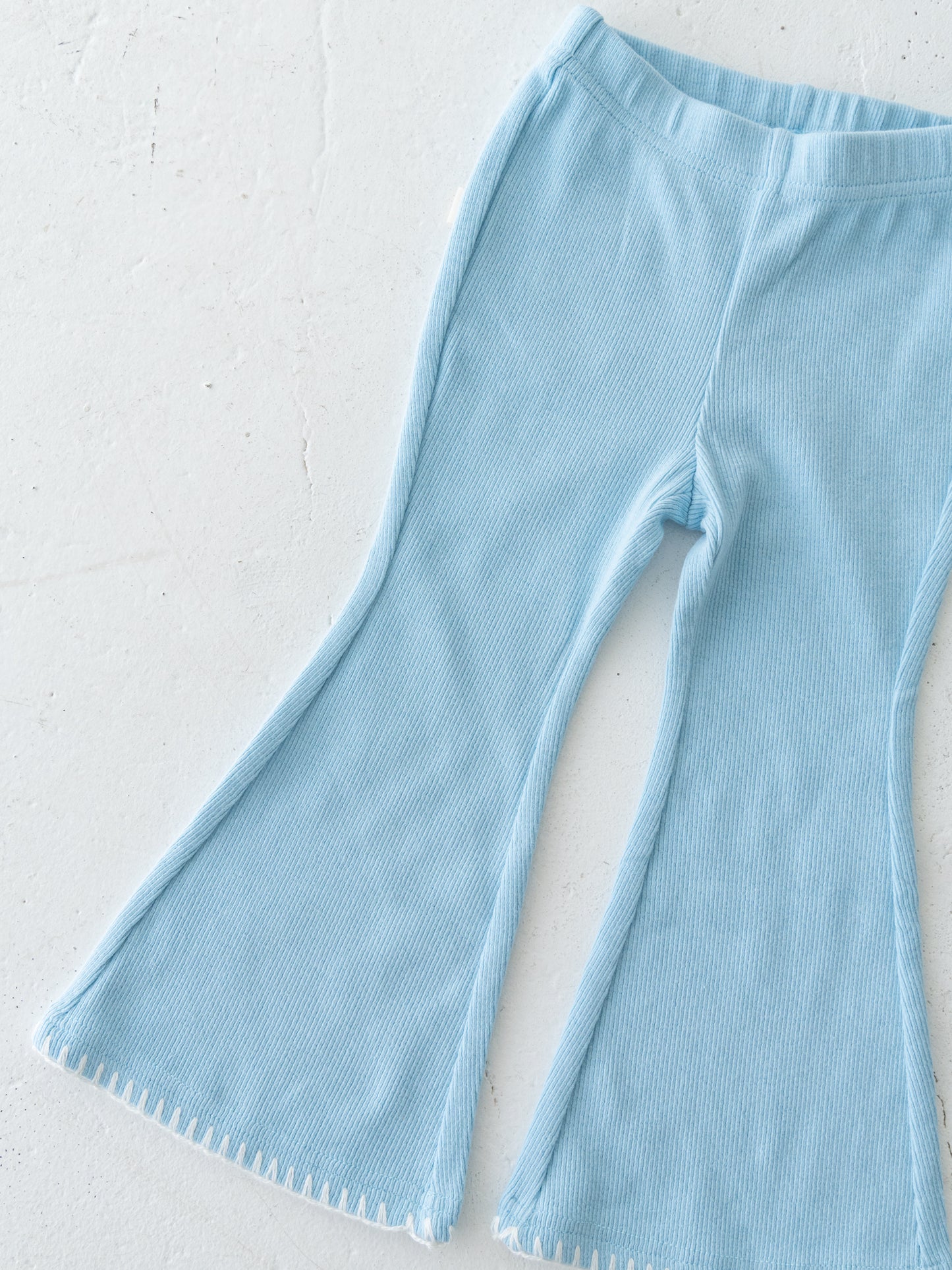 Stitch Flare Cotton Pants Blue