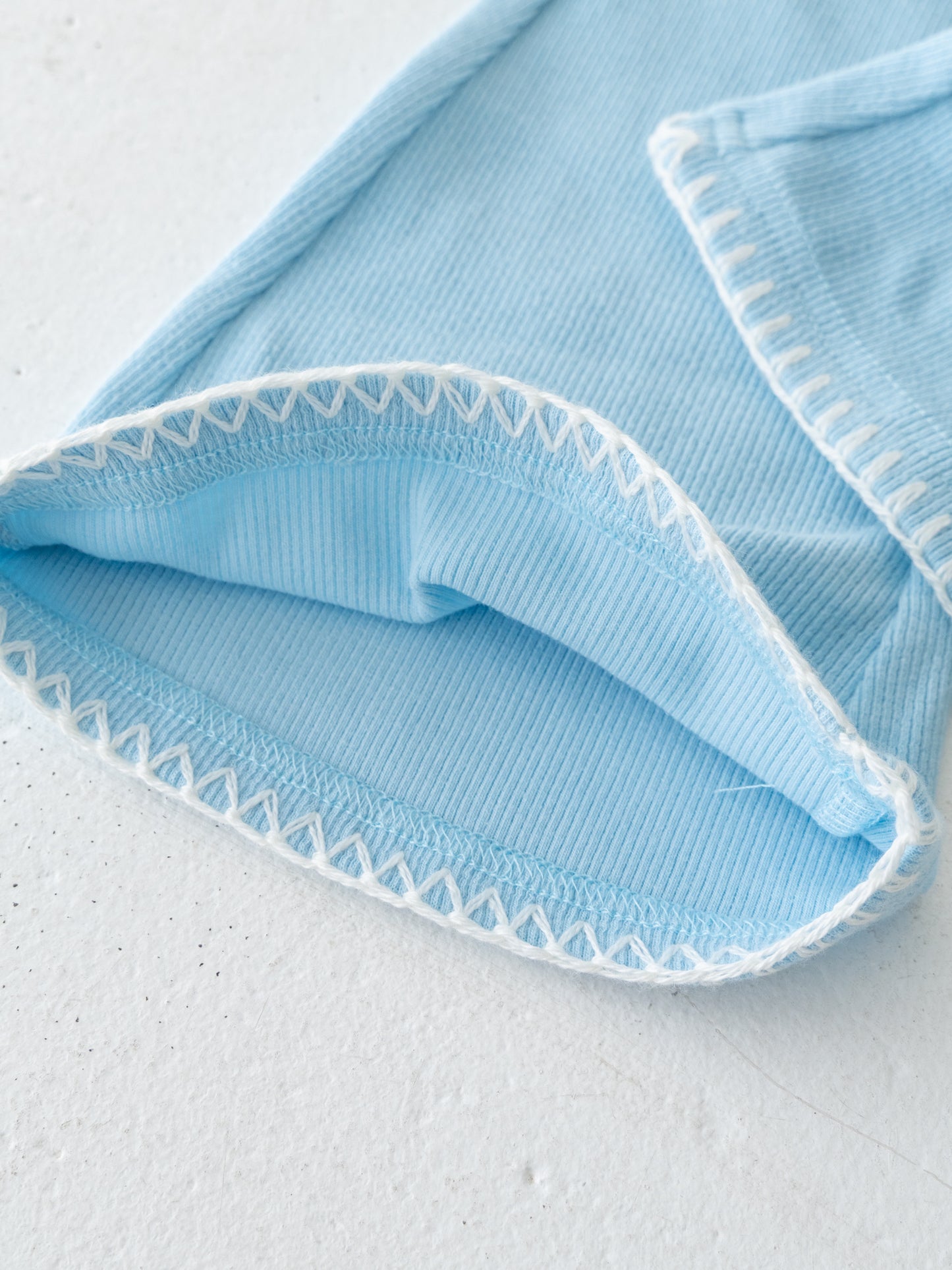 Stitch Flare Cotton Pants Blue