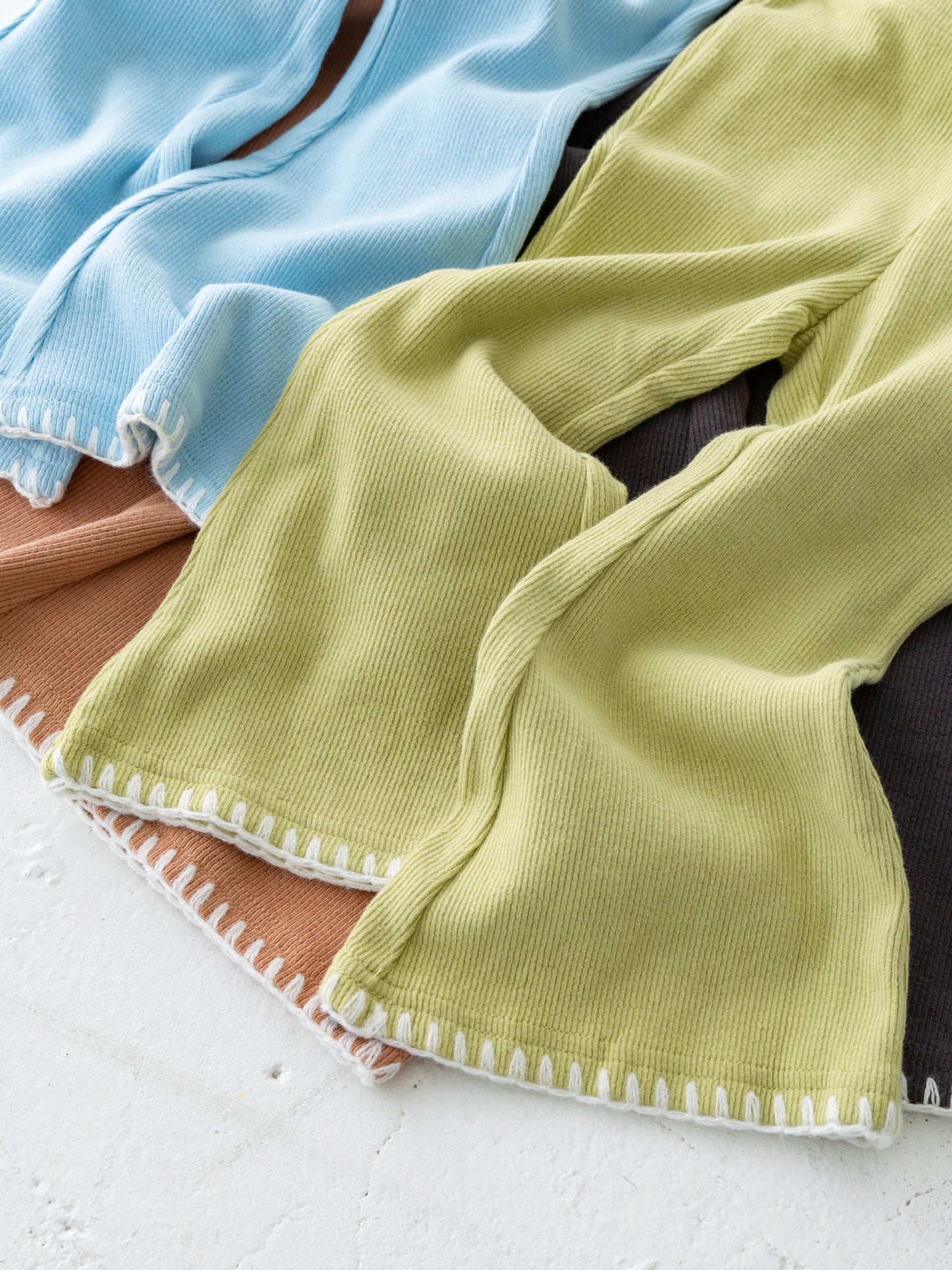 Stitch Flare Cotton Pants Charcoal