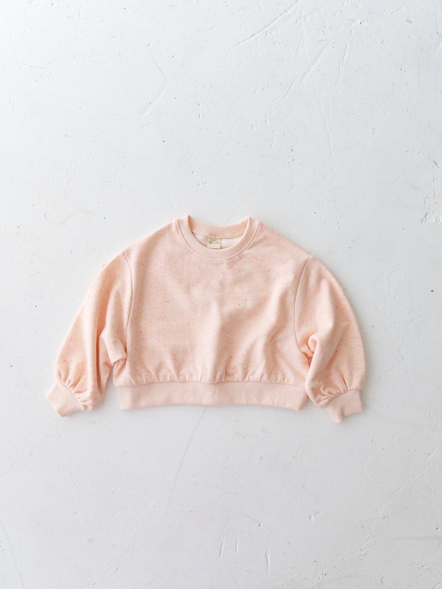 Heart Soft Cotton Pullover Speckled Sweatshirt Pink