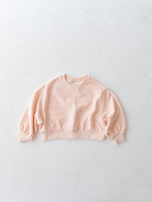 Heart Soft Cotton Pullover Speckled Sweatshirt Pink