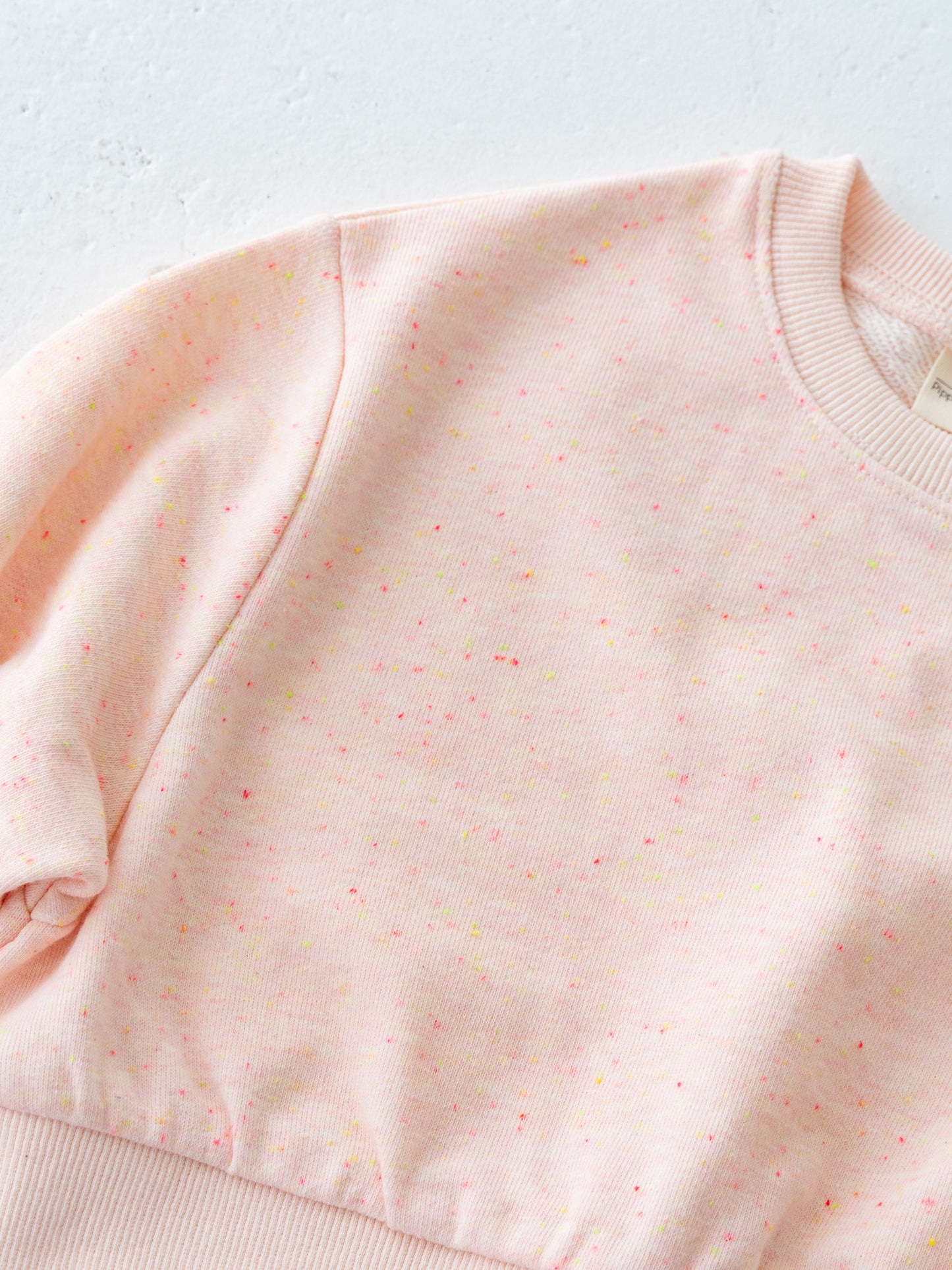 Heart Soft Cotton Pullover Speckled Sweatshirt Pink