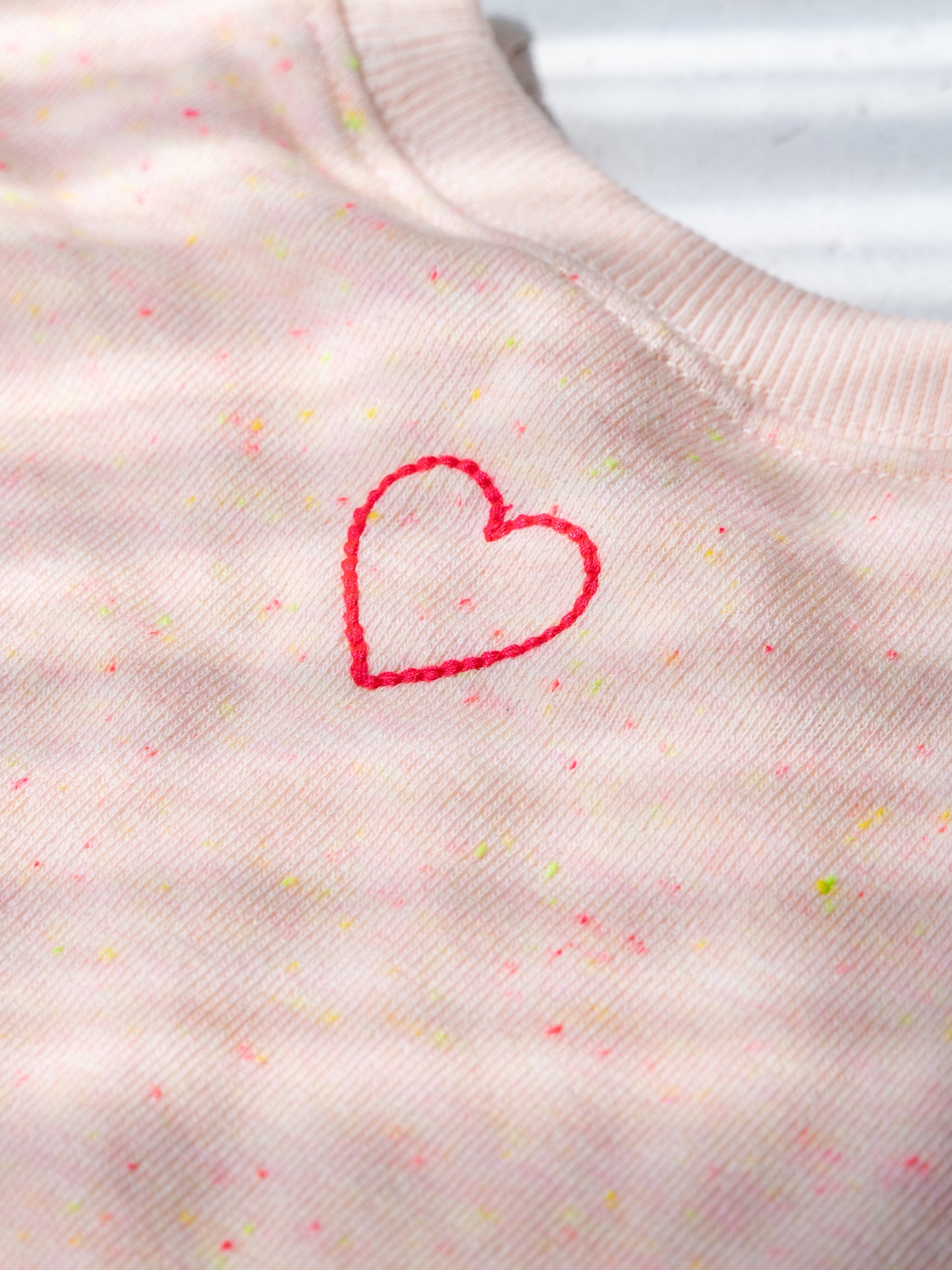 Heart Soft Cotton Pullover Speckled Sweatshirt Pink