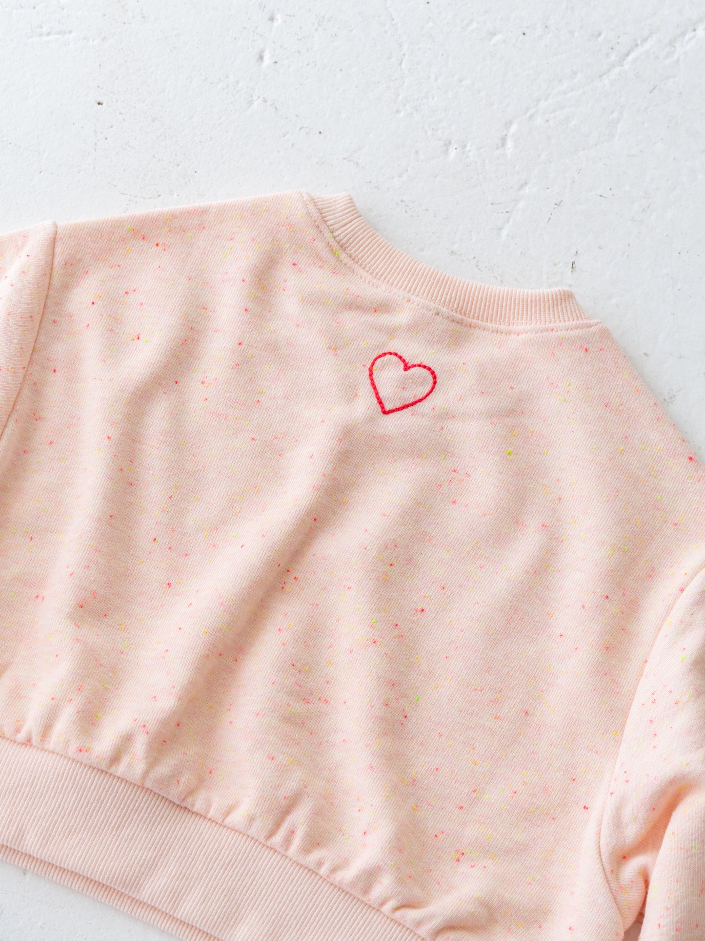 Heart Soft Cotton Pullover Speckled Sweatshirt Pink