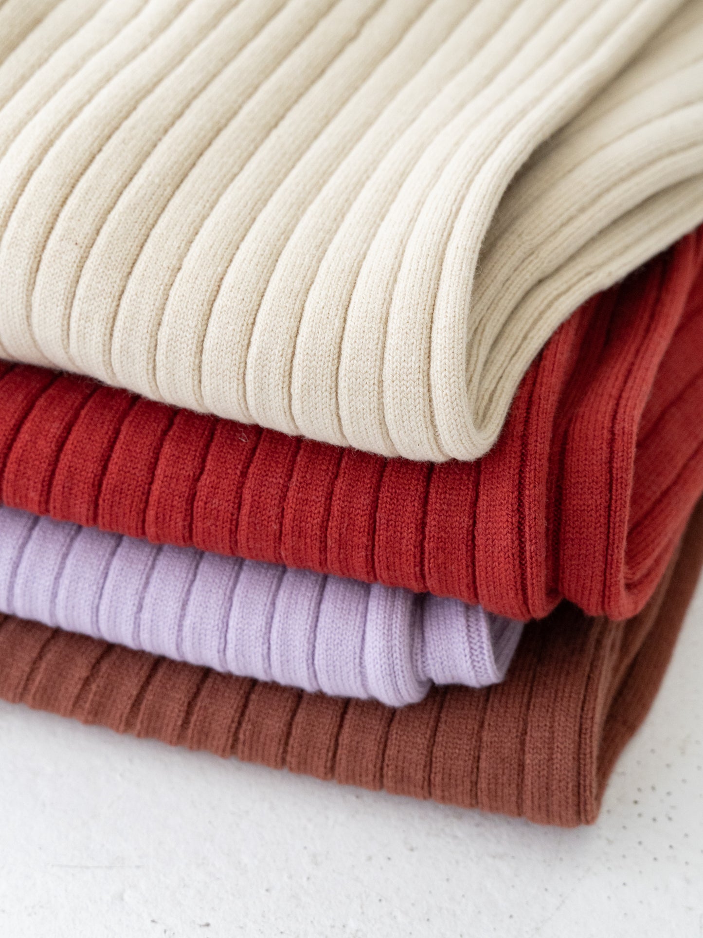 Knit Ribbed Flare Cotton Pants Natural