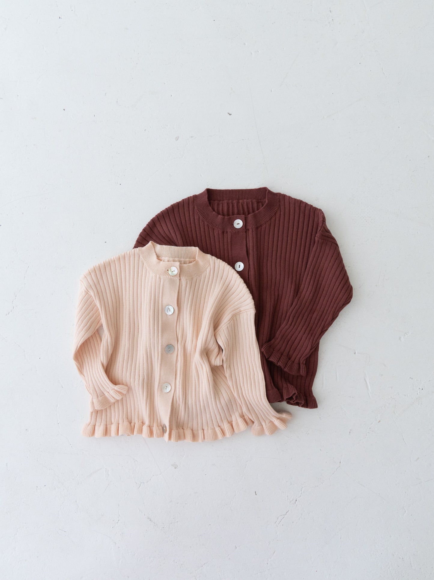 Knit Frill Cotton Cardigan Shell