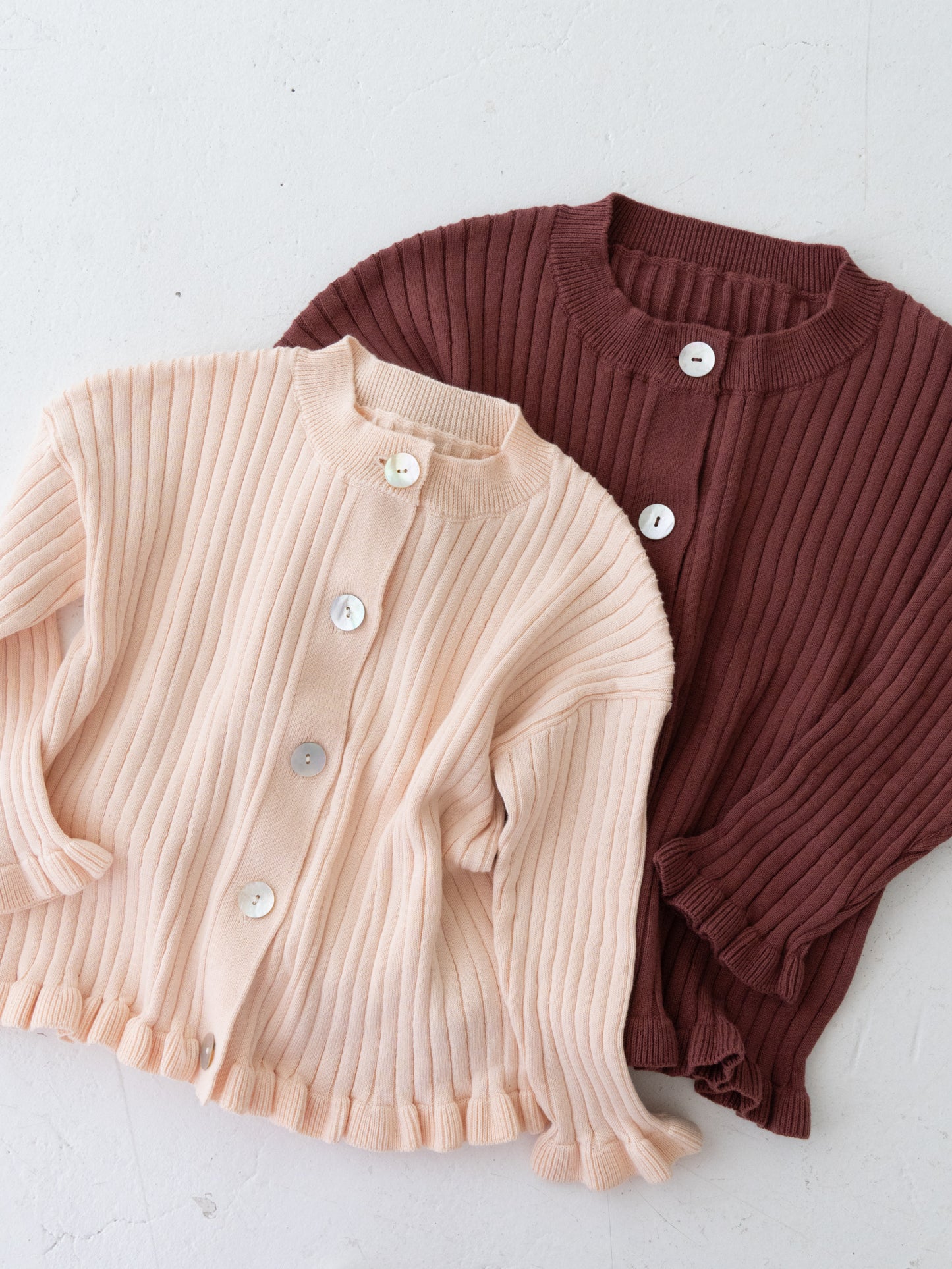 Knit Frill Cotton Cardigan Shell