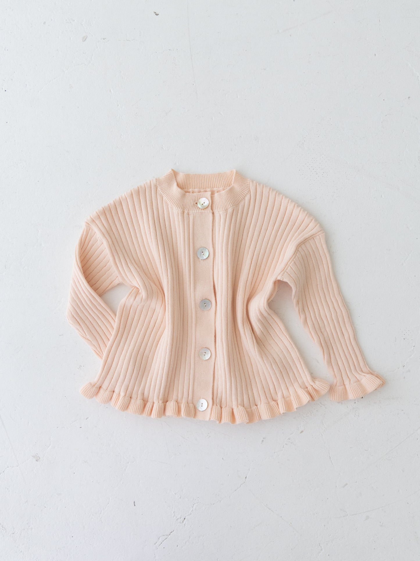 Knit Frill Cotton Cardigan Shell