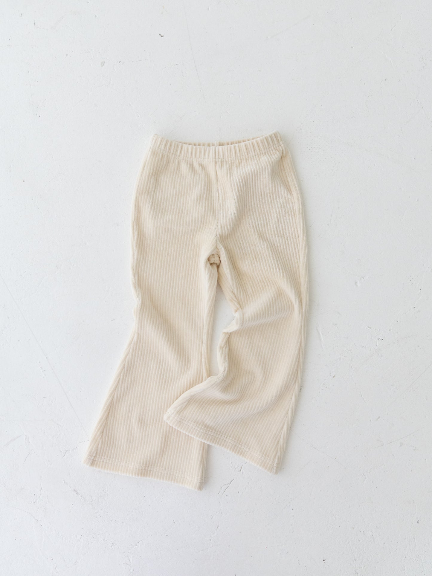 Velour Flare Ribbed Pants Cream