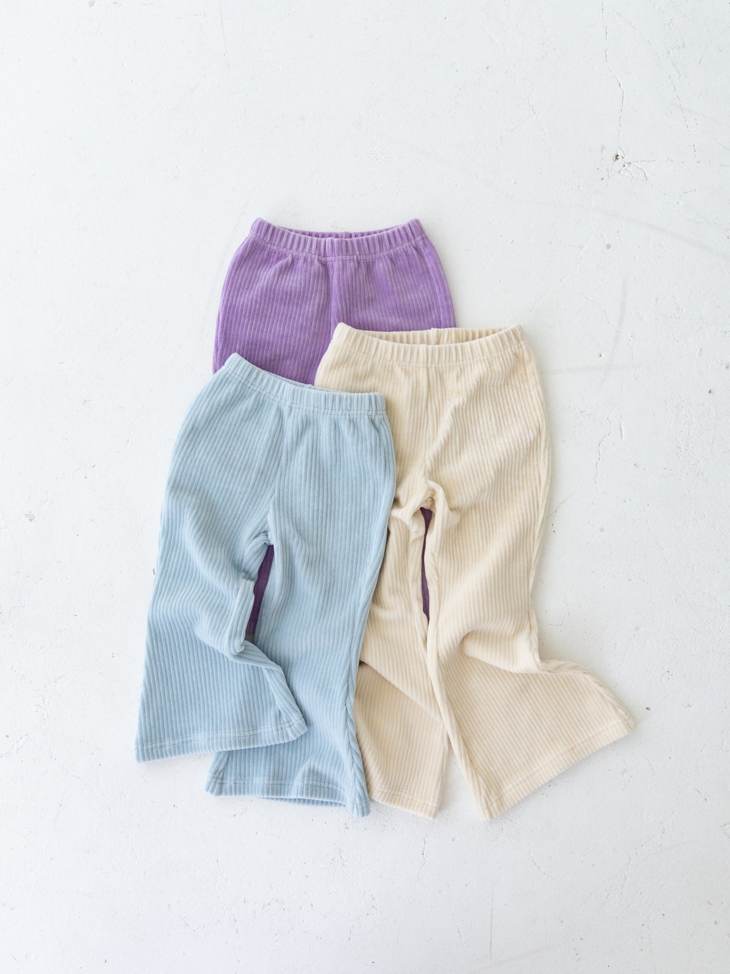 Velour Flare Ribbed Pants Cream