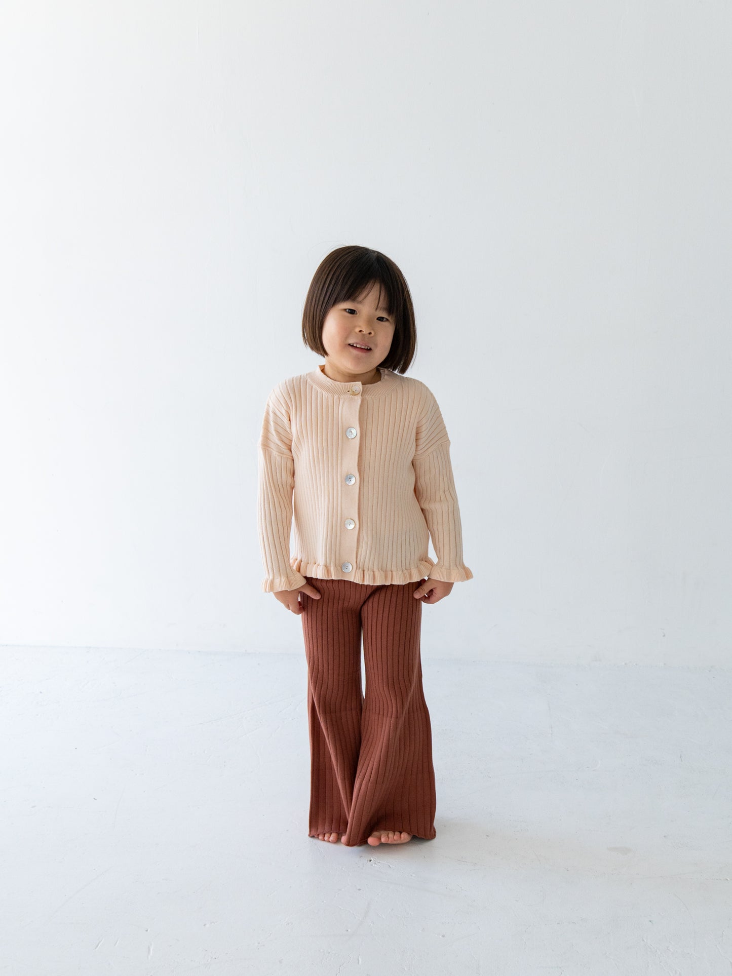 Knit Frill Cotton Cardigan Shell