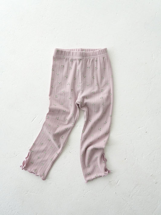 Daisy Flower Ribbed Leggings Pink