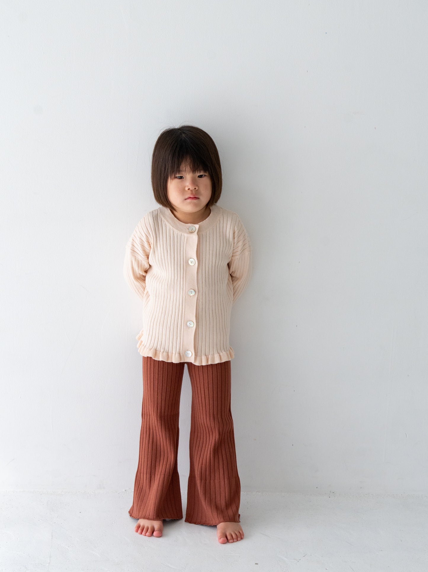Knit Frill Cotton Cardigan Shell