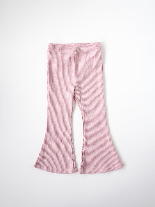 Modal Ribbed Flared Trousers Pink