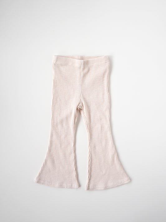 Modal Ribbed Flared Trousers Natural