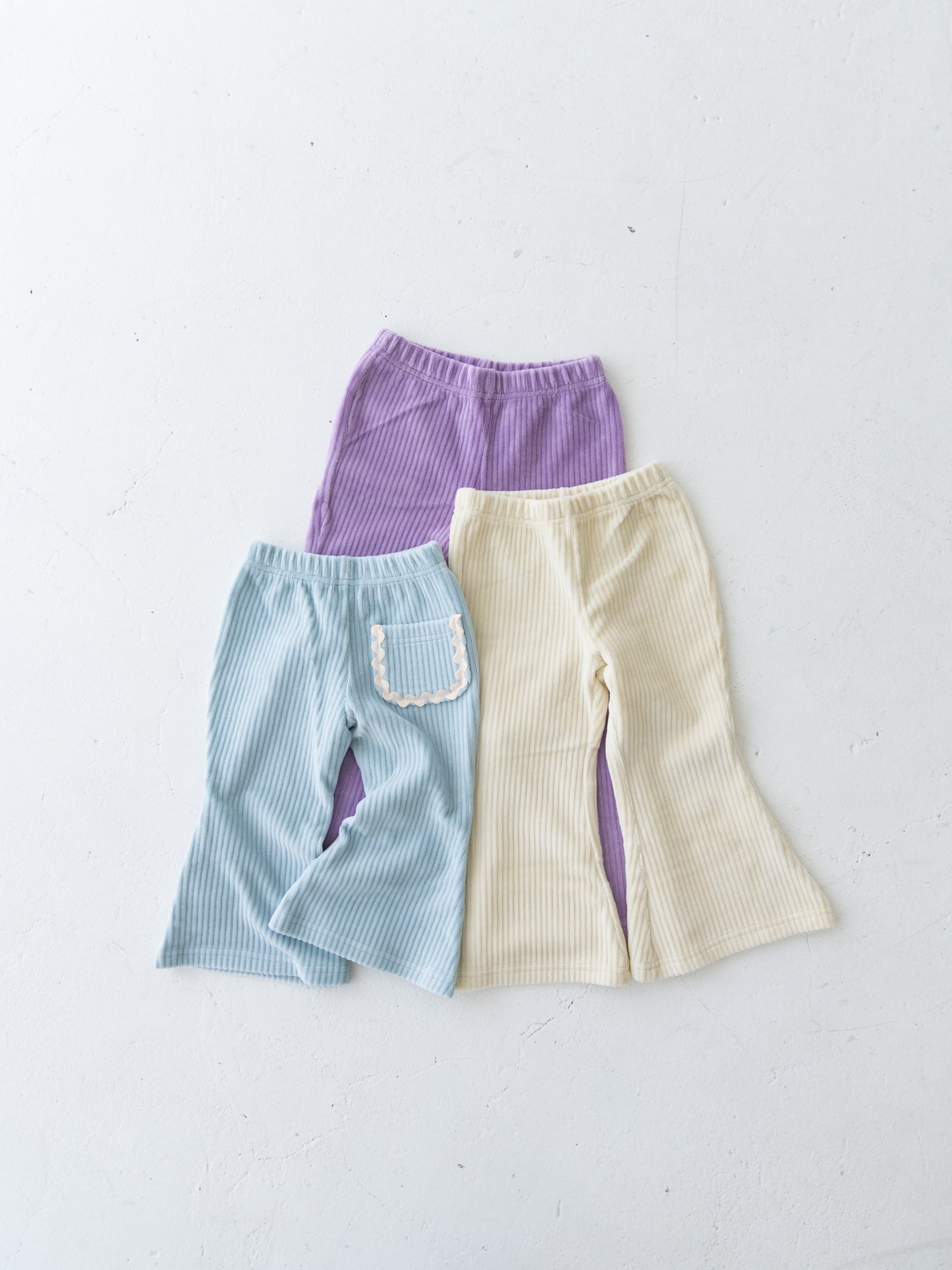 Velour Flare Ribbed Pants Ice Blue