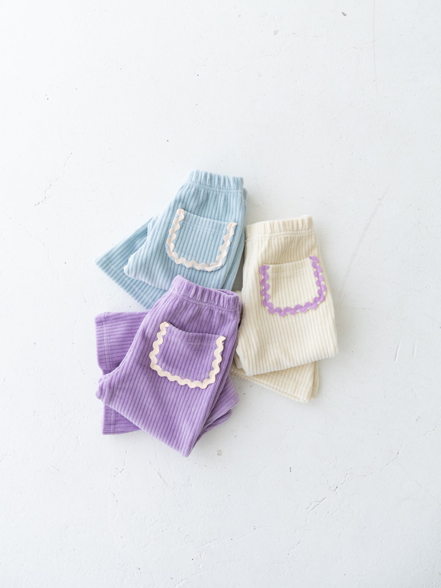 Velour Flare Ribbed Pants Ice Blue