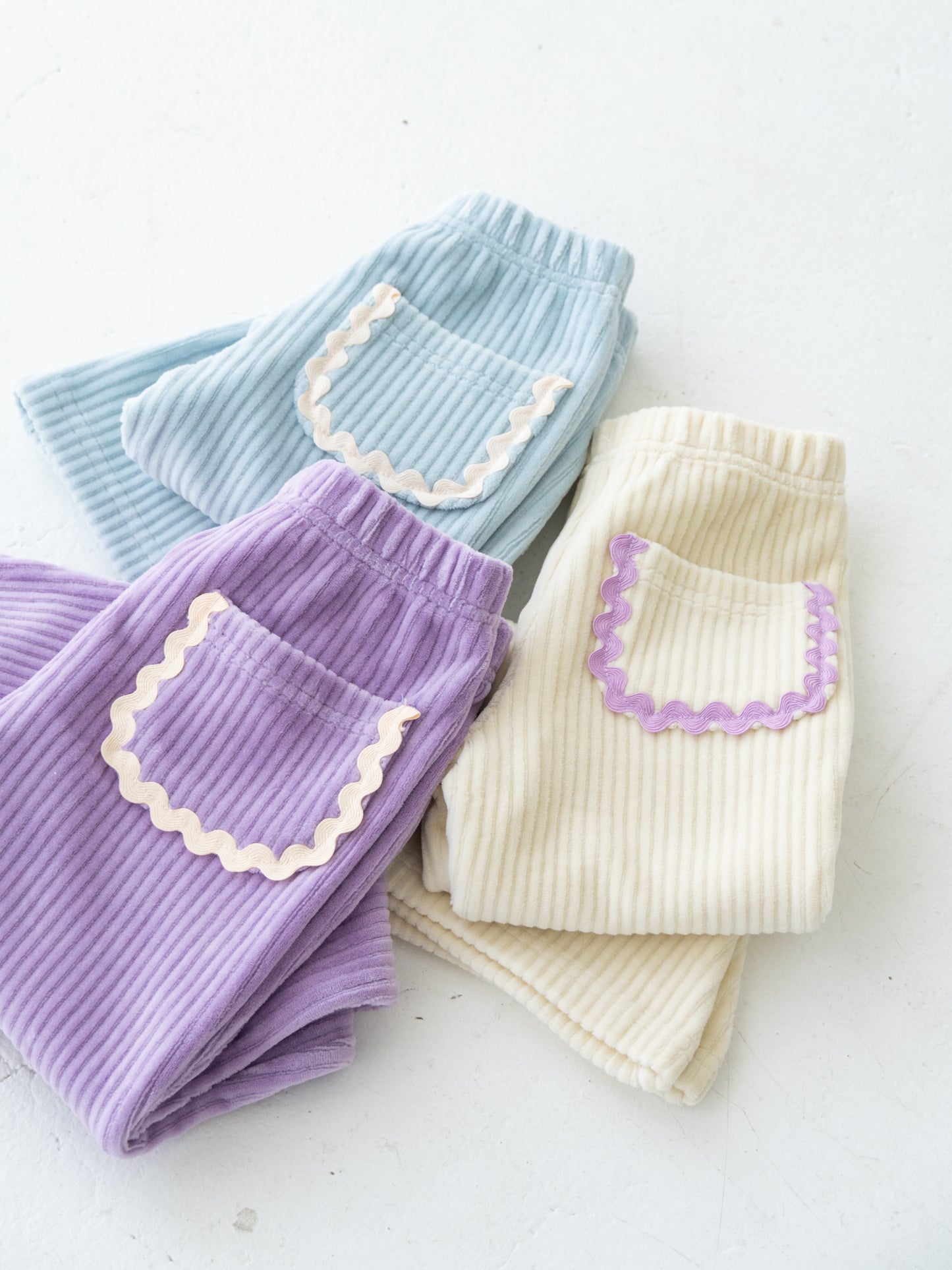 Velour Flare Ribbed Pants Ice Blue