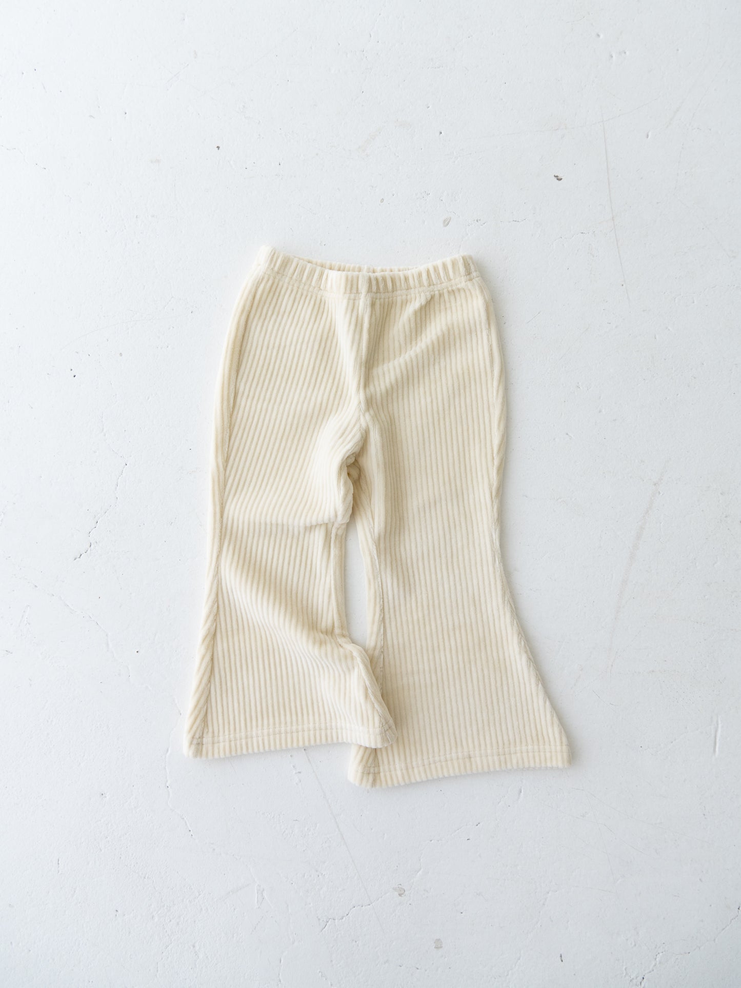 Velour Flare Ribbed Pants Cream