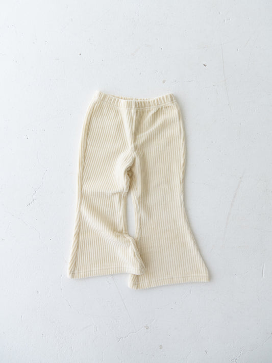 Velour Flare Ribbed Pants Cream
