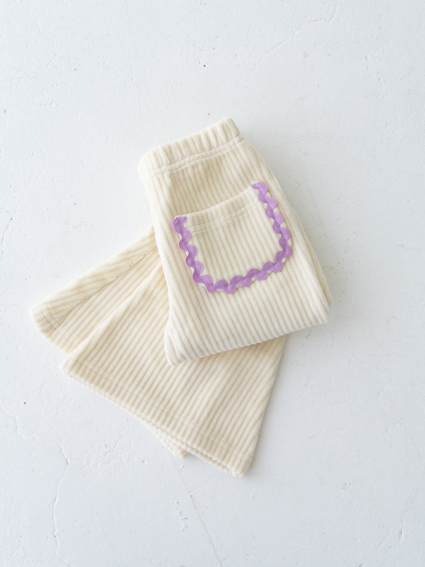 Velour Flare Ribbed Pants Cream