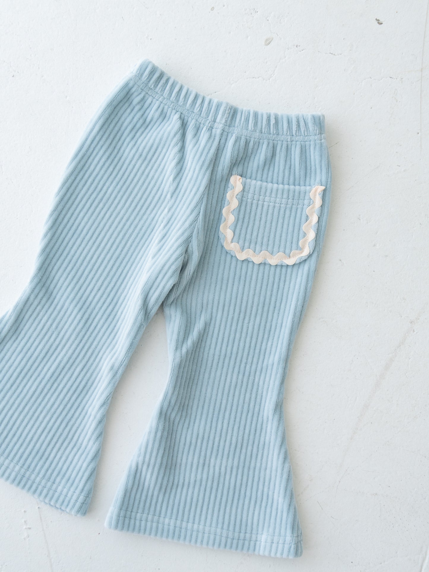 Velour Flare Ribbed Pants Ice Blue