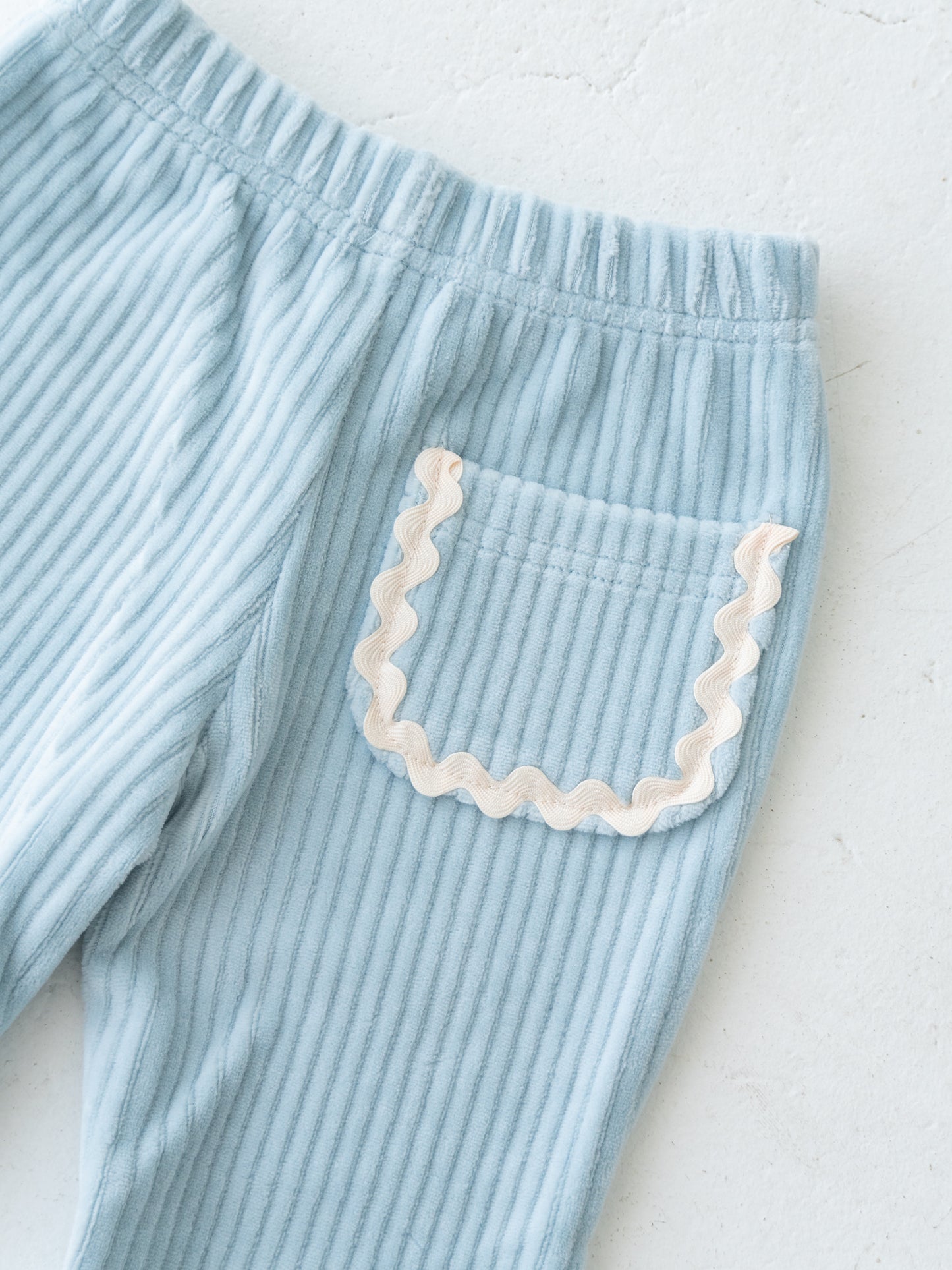 Velour Flare Ribbed Pants Ice Blue