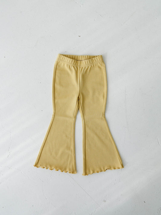Flare Cotton Summer Trousers Yellow Pear