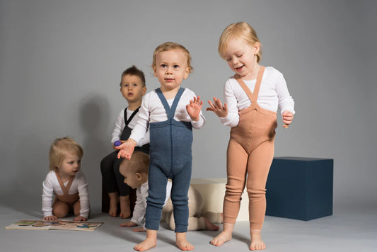 Footless Organic Cotton Tights Steel Blue Blend