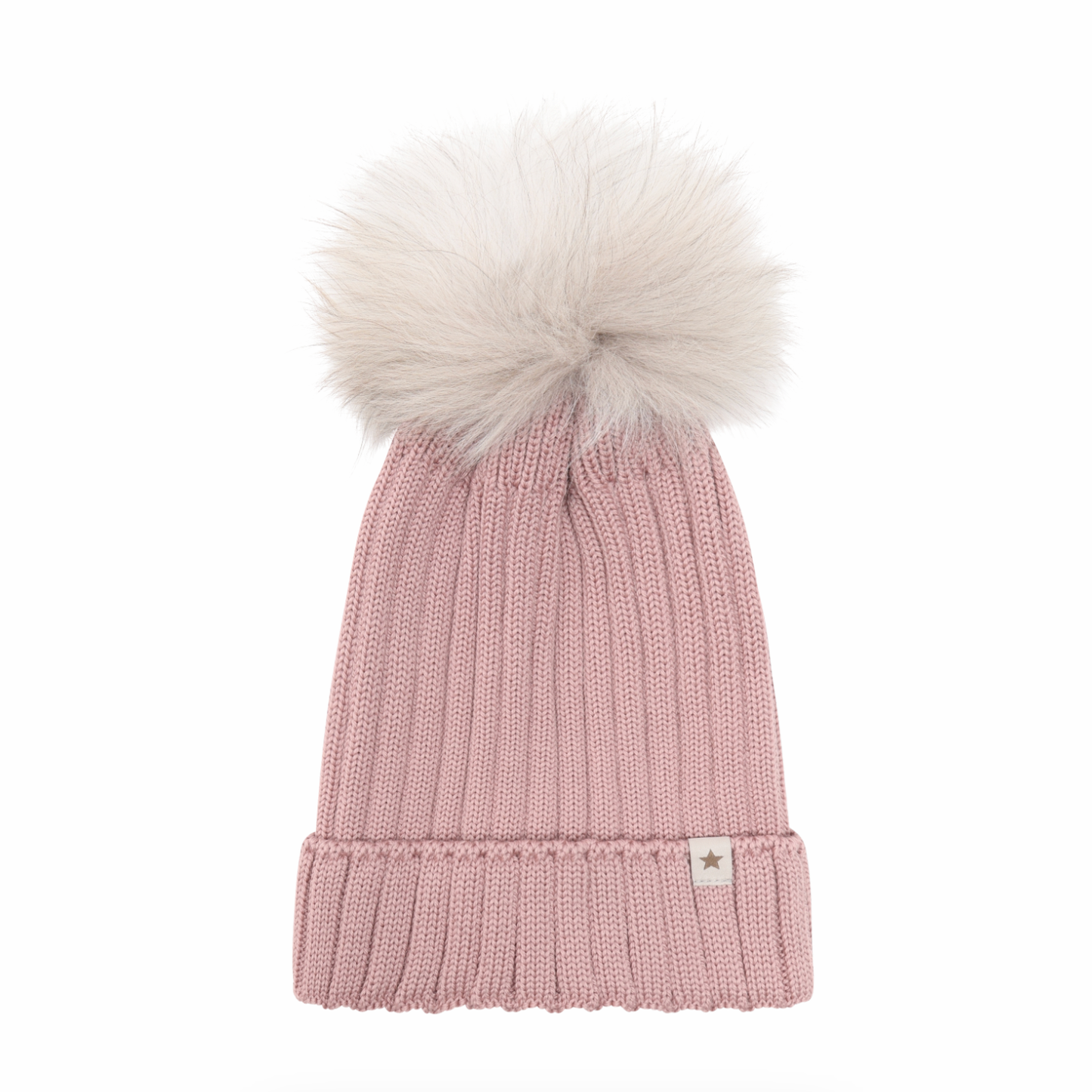 Huttelihut Kids Wool Alpaca Pompom Knit Beanie Dusty Rose