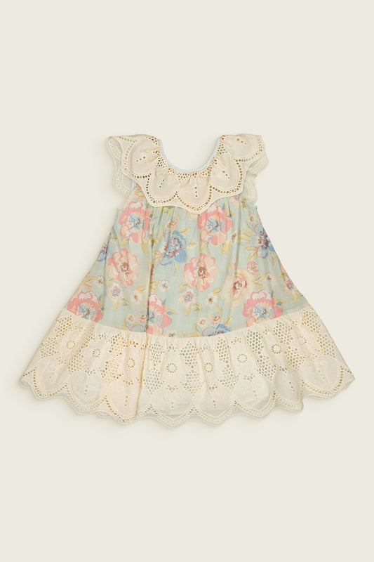 Forest Pastel Floral Lace Garden Heirloom Baby Dress Girls Summer Dress