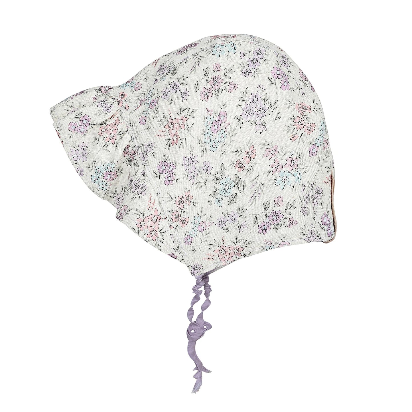 'Searcher' Ruffle Bonnet Linen Reversible Sun Hat - Laura / Viola