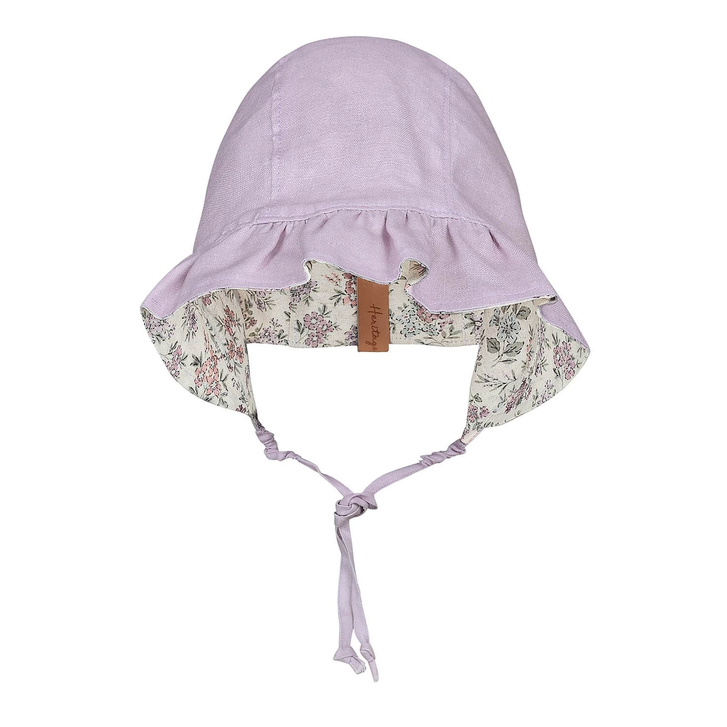'Searcher' Ruffle Bonnet Linen Reversible Sun Hat - Laura / Viola