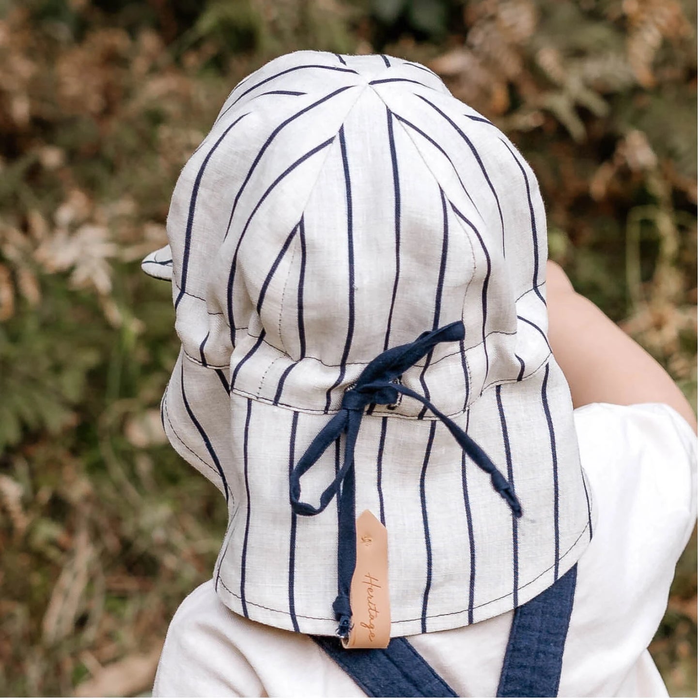 Baby 'Lounger' Flap Stripe Linen Reversible Sun Hat - Alex / Indigo